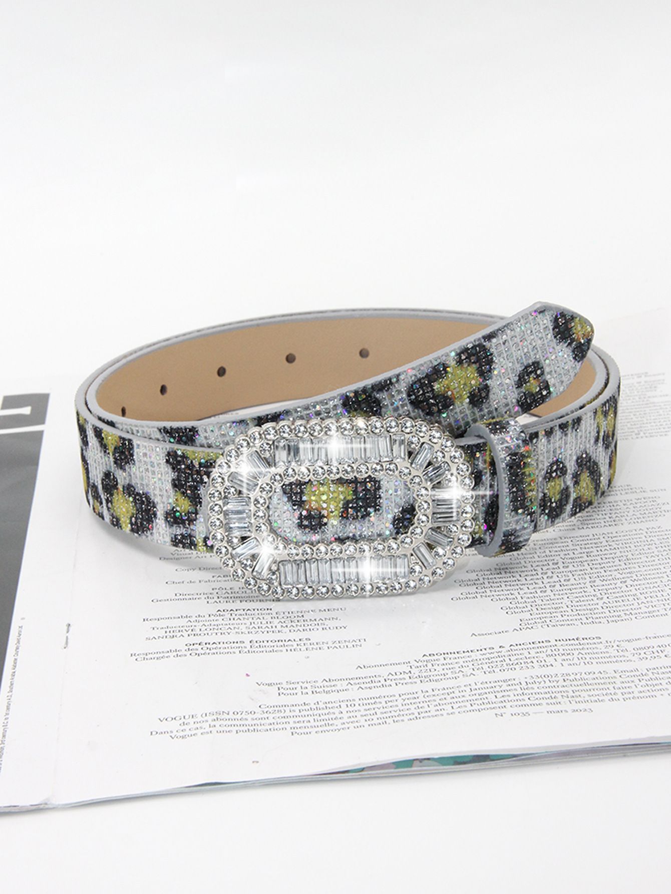 1pc Women's Sparkling Rhinestone PU Leather Belt with Metallic Buckle - Elegant Casual Chic Accessory for Parties, Sports & Casual Attire