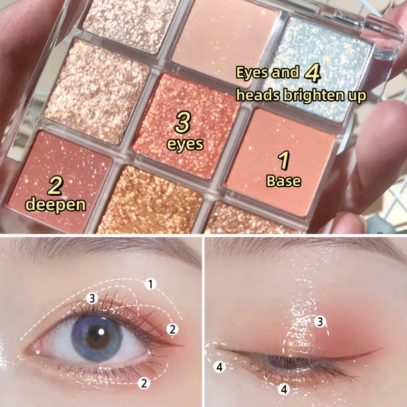 K'APEINE 9-Color Starry Sky Eyeshadow Palette - Matte, Shimmer & Glitter Finishes in Pink, Red, Nude - Long-Lasting, Blendable Eye Makeup for All Occasions