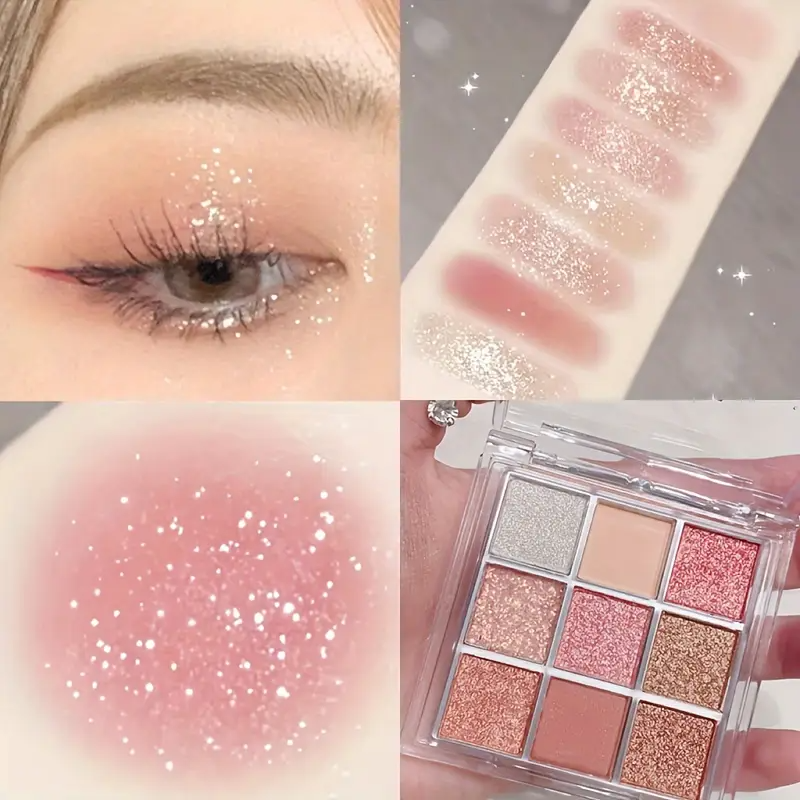 K'APEINE 9-Color Starry Sky Eyeshadow Palette - Matte, Shimmer & Glitter Finishes in Pink, Red, Nude - Long-Lasting, Blendable Eye Makeup for All Occasions