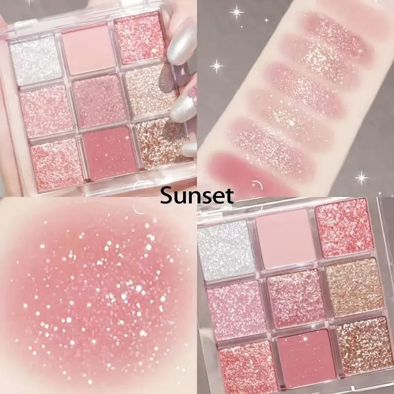 K'APEINE 9-Color Starry Sky Eyeshadow Palette - Matte, Shimmer & Glitter Finishes in Pink, Red, Nude - Long-Lasting, Blendable Eye Makeup for All Occasions