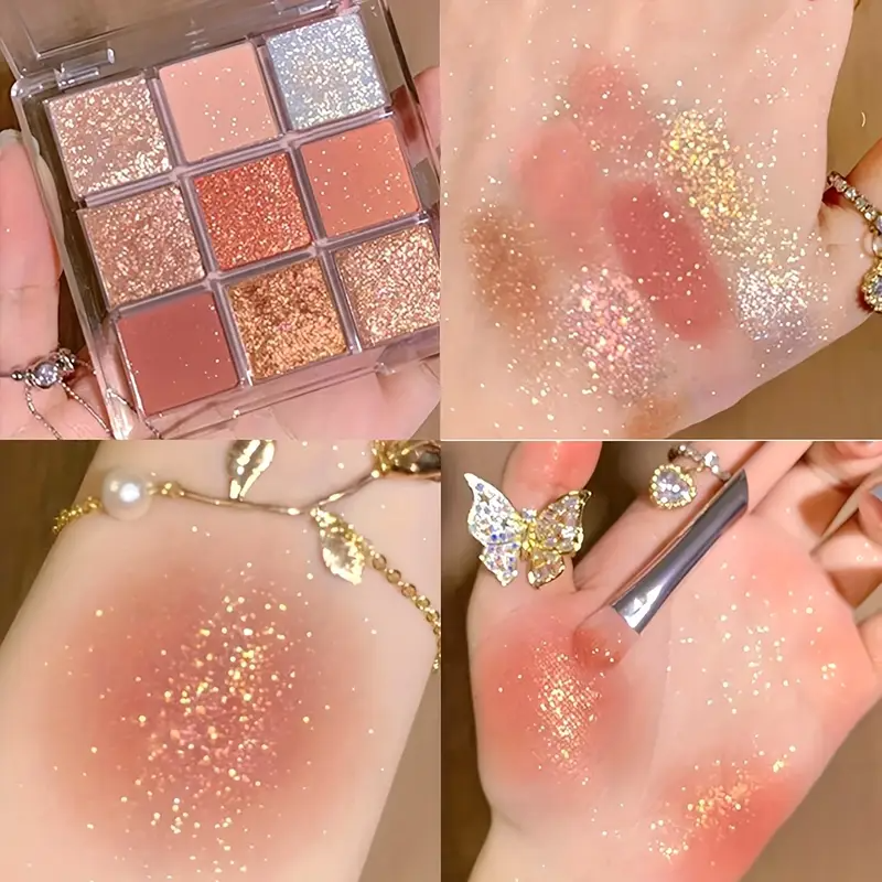 K'APEINE 9-Color Starry Sky Eyeshadow Palette - Matte, Shimmer & Glitter Finishes in Pink, Red, Nude - Long-Lasting, Blendable Eye Makeup for All Occasions