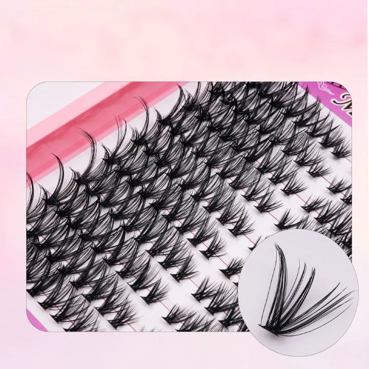 Lash Clusters Kit 180Pcs Fluffy Cat-Eye Look Individual Eyelash Extensions, Volume Effect, C/D Curl False Eyelashes Kit with Glue |Tweezers | Removers| Eyelash & Eyebrow Brush