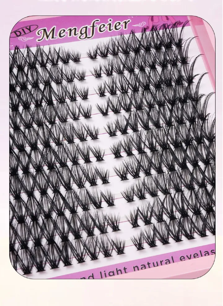 Lash Clusters Kit 180Pcs Fluffy Cat-Eye Look Individual Eyelash Extensions, Volume Effect, C/D Curl False Eyelashes Kit with Glue |Tweezers | Removers| Eyelash & Eyebrow Brush