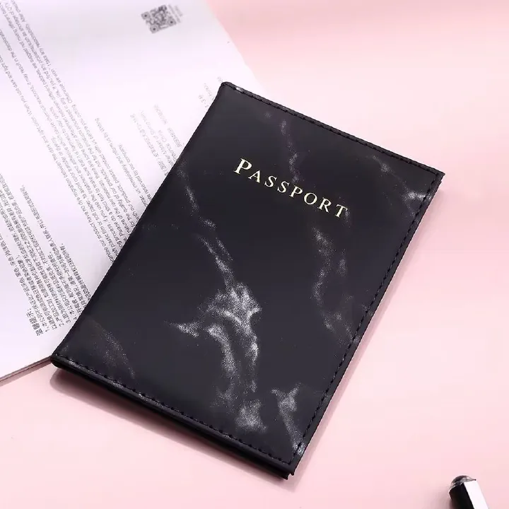 Passport Cover Hot Stamping Simple Plane Women Men Travel Passport Case Holder Fashion Wedding Gift