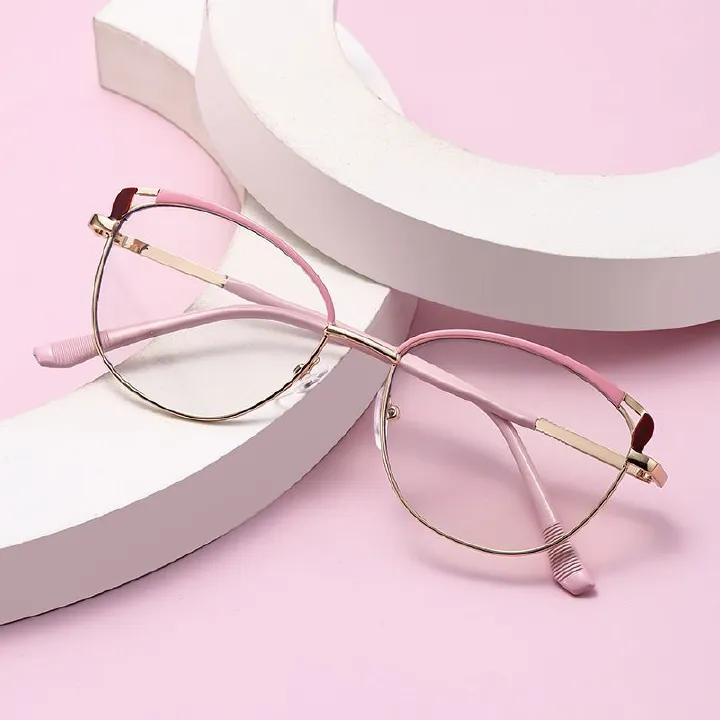 1PC New Metal Cat Eye Anti Blue Light Glasses Blocking Photochromic Photogray Lunett Shades Eyewear Spectacles Female Eyeglasses