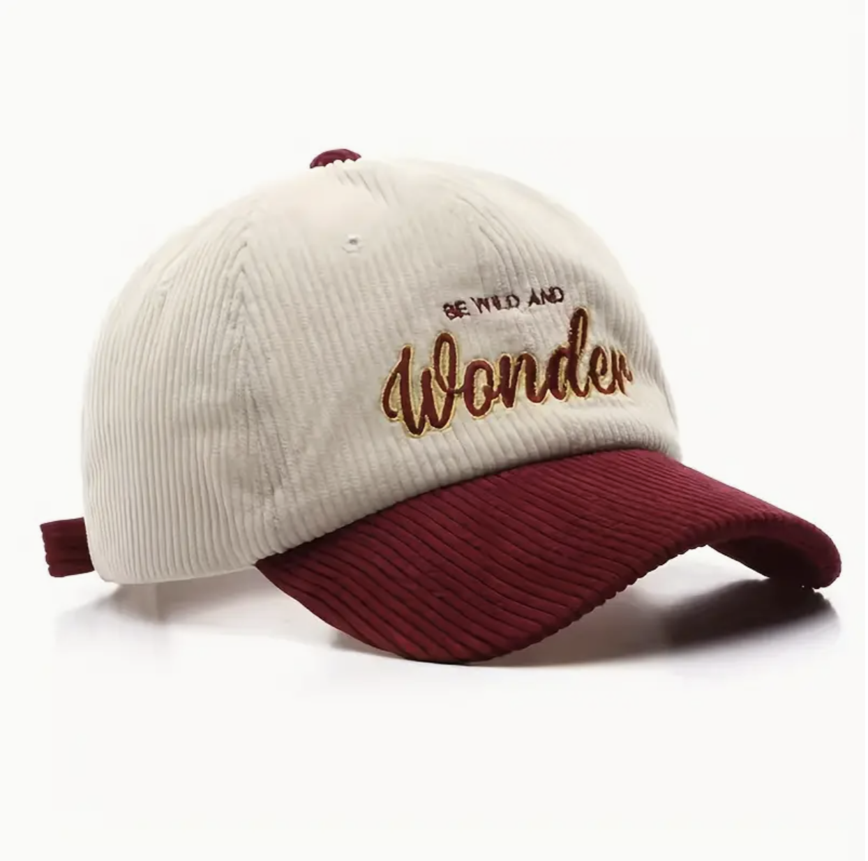 Elegant Dual-Tone Corduroy Baseball Cap with Embroidered Lettering - Soft, Adjustable & Breathable Dad Hat for Men Women