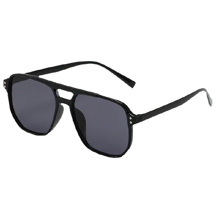 Retro Double Beam Sunglasses Fashionable Simple Large Frame Sunglasses Ins Personalized Marine Glasses