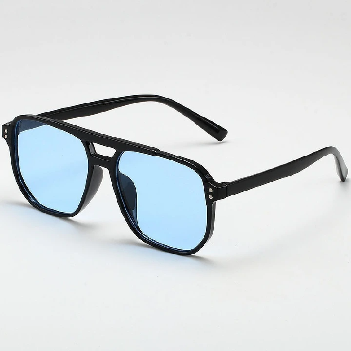 Retro Double Beam Sunglasses Fashionable Simple Large Frame Sunglasses Ins Personalized Marine Glasses