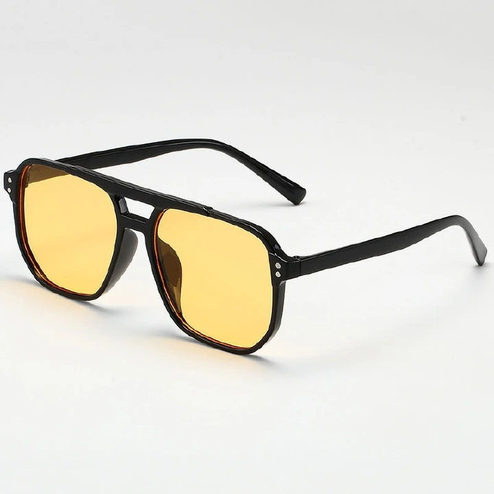 Retro Double Beam Sunglasses Fashionable Simple Large Frame Sunglasses Ins Personalized Marine Glasses