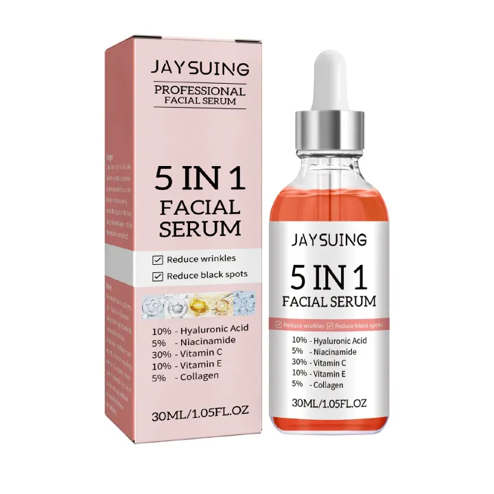 1pc, 5 In 1 Facial Serum, Moisturizing Smoothing Wrinkle Vitamin C Hyaluronic Acid Face Serum, Shrink Pores Serum, Skin Care