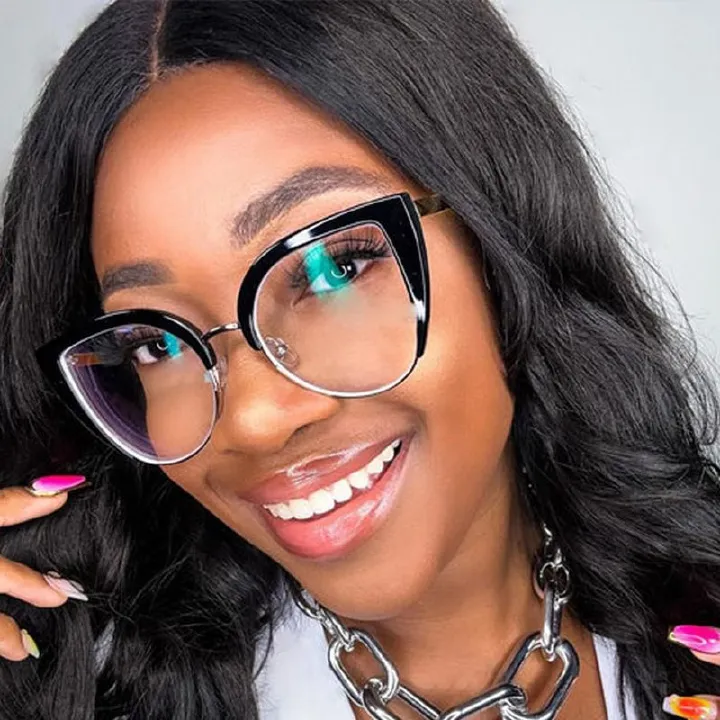 Fashion Gold Metal Optical Eyeglasses Frames For Women Designer Luxury Ladies Retro Eyewear Computer Glasses Anti Blue Light New