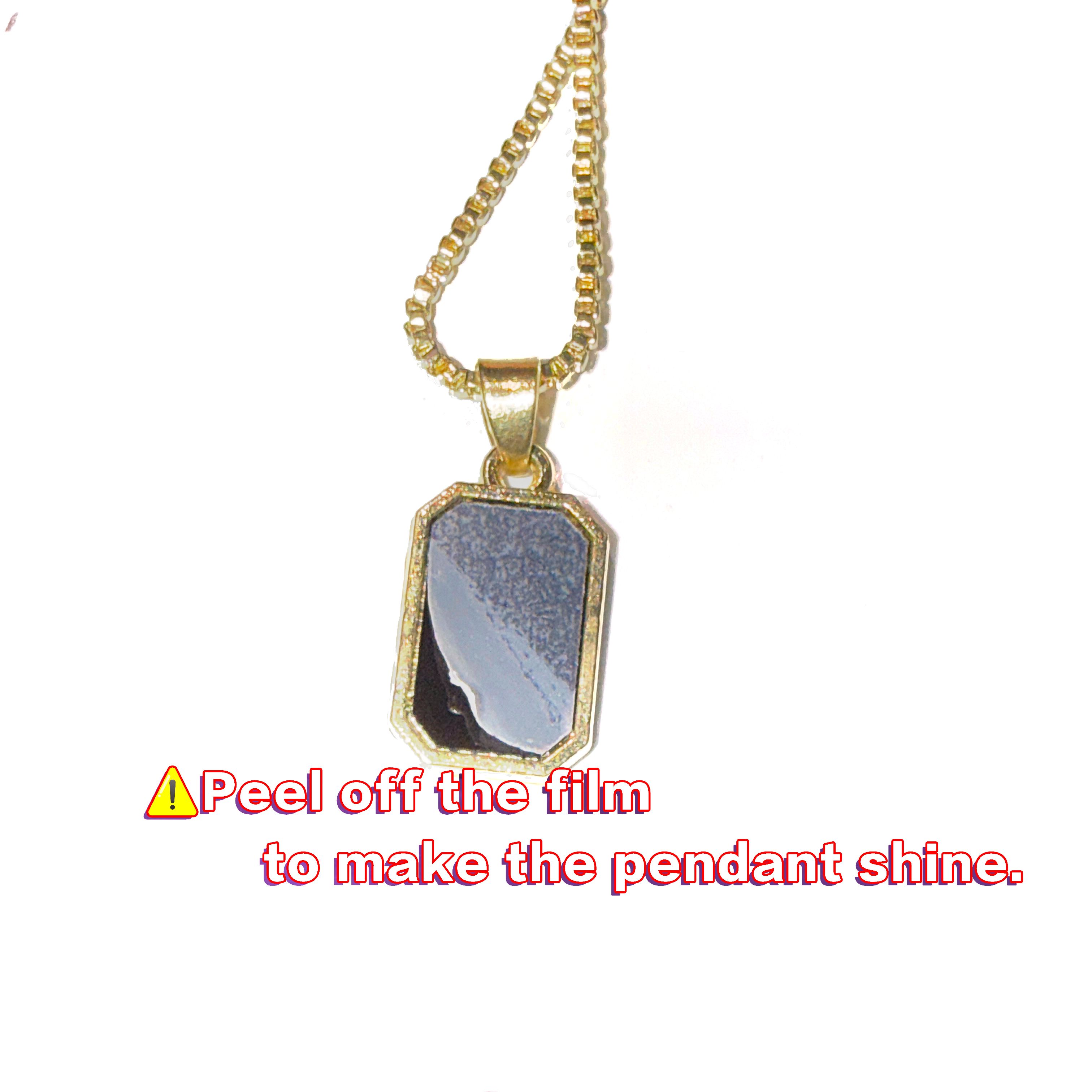 Stainless Steel Minimalist Rectangular Pendant Korean Black Epoxy Women's Gold Necklace Exquisite Long Jewelry Gift