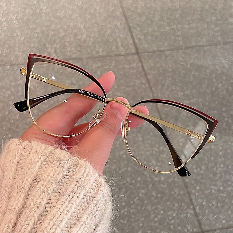 Half Frame Cat Eye Eyeglasses Anti Blue Light Eyewear for Women Metal High Quality Glasses 1PC