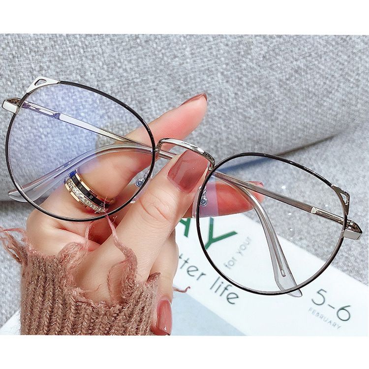 1Pc Trendy Office Anti Blue Light Glasses for Women Cute Cat Ears Eyewear Blue Rays Blocking Eyewear Classic Metal Frame Eyeglasses