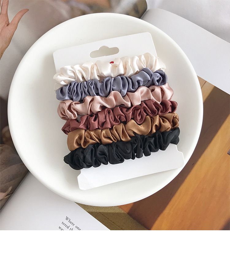 6Pcs/Set Woman Fashion Simple Scrunchies Satin Hair Ties Girls Ponytail Holders Rubber Band Elastic Hairband Hair Accessories