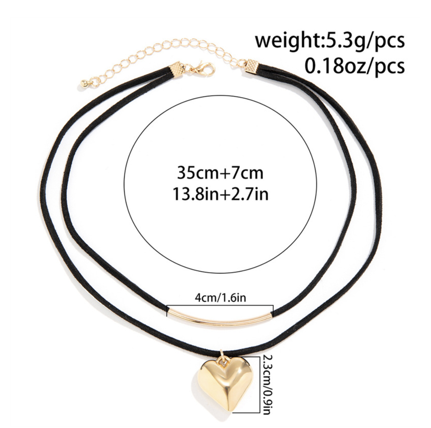 Black rope velvet geometric small heart necklace simple elbow Hertny Clay ornament