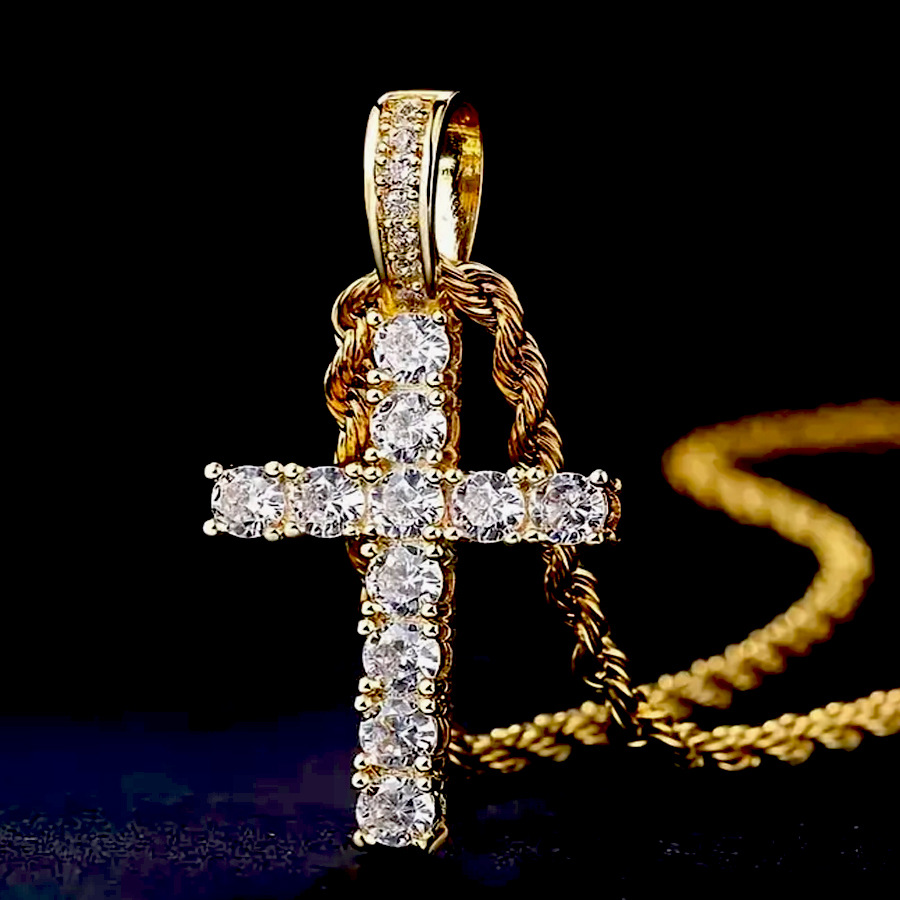American Twist Chain Cross Men'S Simple Jewelry Casual Pendant Hip-Hop Necklace Pendant Men'S Explosive Cross