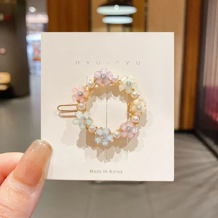 4pcs Imitation Diamond Pearl Fork for Girl, Bright Flower Side Pins, Heart Hair Clips, Cute Accessories