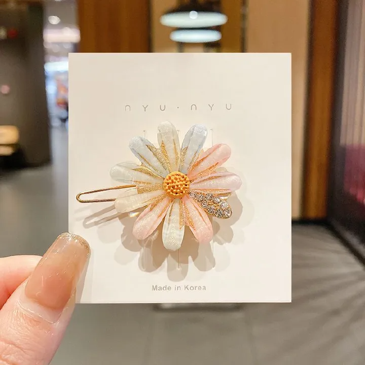 4pcs Imitation Diamond Pearl Fork for Girl, Bright Flower Side Pins, Heart Hair Clips, Cute Accessories