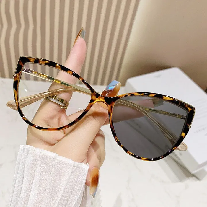 Candy Color Cat Eye Photochromic ultraviolet-proof Anti Blue Light Computer Eyeglasses Prescription Myopia Optical Glasses Frame