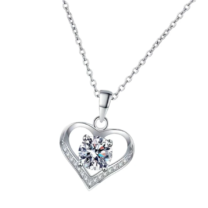 Love Necklace Pendant Female Heart Blue Crystal Clavicle Chain Fashion Student Jewelry
