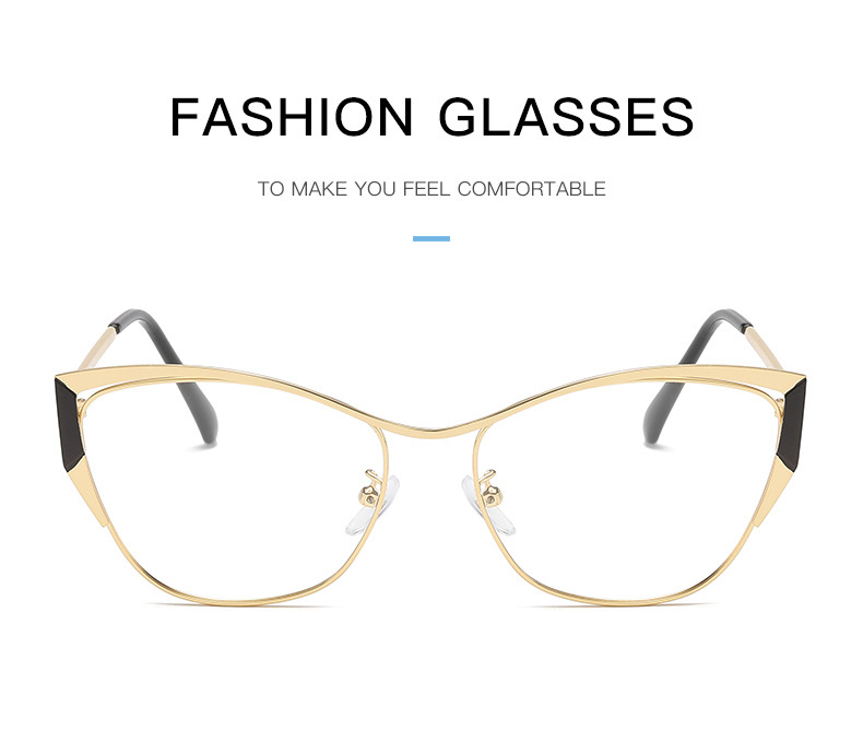 New Fashion Metal Color Changing Optical Photochromic Cat Eye Anti Blue Light Glasses Frame for Women 1PC