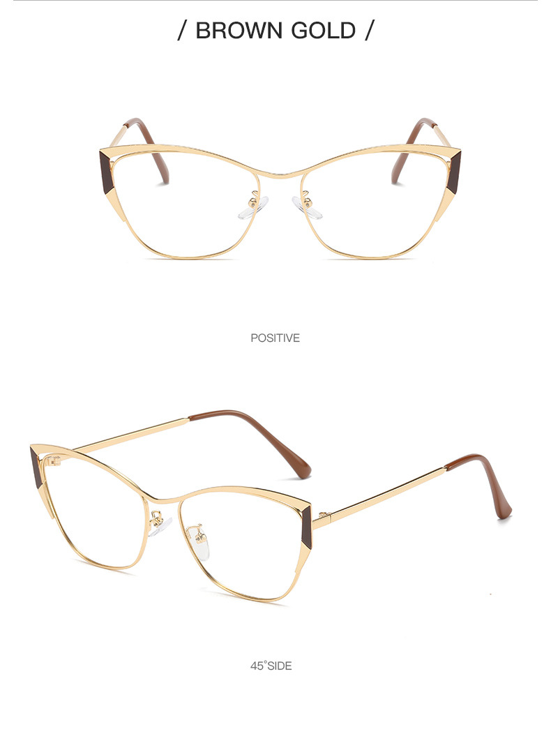 New Fashion Metal Color Changing Optical Photochromic Cat Eye Anti Blue Light Glasses Frame for Women 1PC