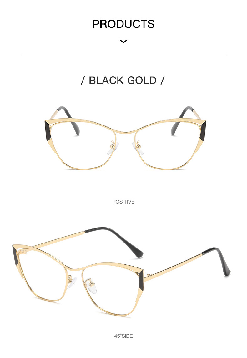 New Fashion Metal Color Changing Optical Photochromic Cat Eye Anti Blue Light Glasses Frame for Women 1PC