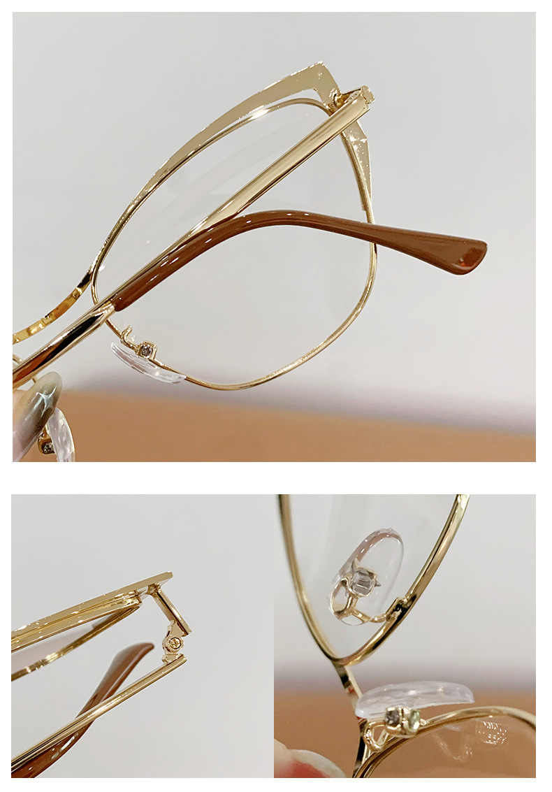 New Fashion Metal Color Changing Optical Photochromic Cat Eye Anti Blue Light Glasses Frame for Women 1PC