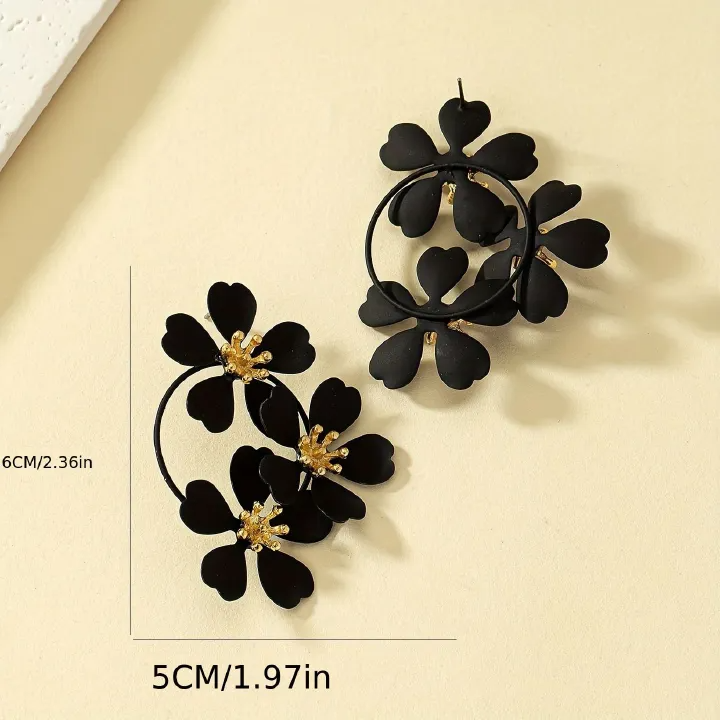 1Pair Bohemian Dangle Earrings Female Romantic Three Camellia Flower Korean Earrings for Women Luxury Designer Fashion Jewelry