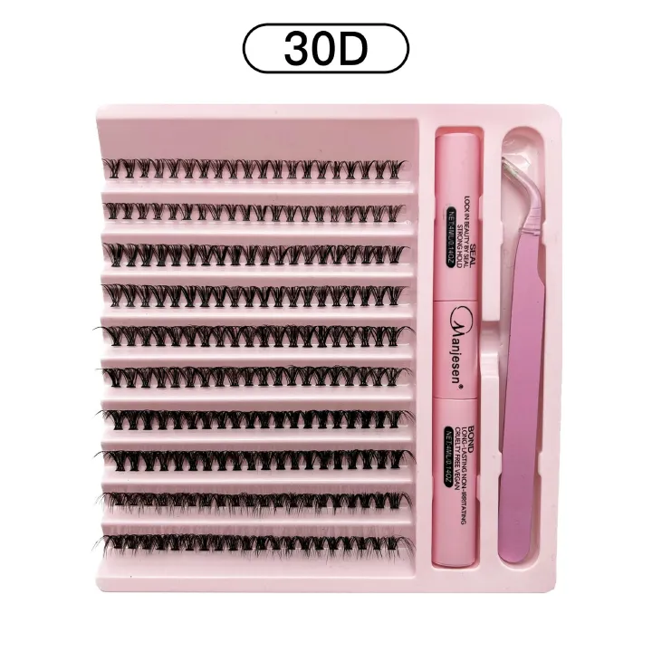 Lash Extension Kit DIY Colored Lash Clusters Kit Cluster Lashes Eyelash Extension Kit Individual Lashes with Lash Bond and Seal,Lash Tweezers Natural Look
