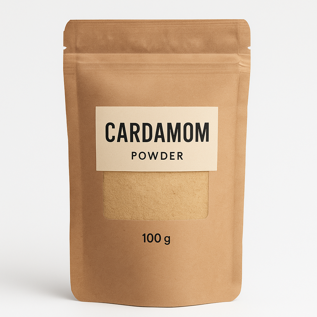 Cardamom Powder - 100 grams. Adds flavor to teas and baked goods. Aids Digestion, Freshens Breath.