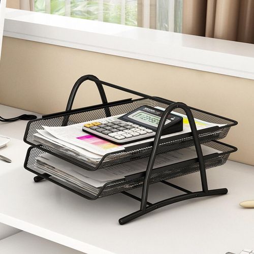 2-Layer Stackable Tray, Used to Store documents, folders, Stationery, Magazines, Newspapers, LettersSliding Document Trays Office Tray