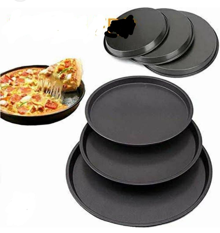 3 pcs Pizza panCrafted from durable carbon steel with a non-stick coating, these pans ensure your pizzas slide out effortlessly, with perfectly crispy crusts every time.