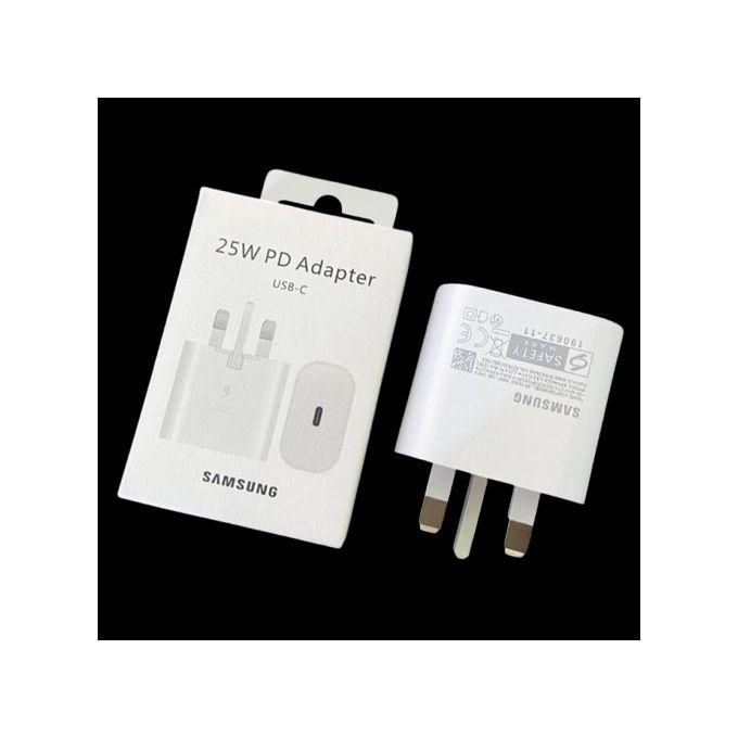 Samsung Galaxy 25 Watts Super Fast Charger Adapter With Type C Output Cable Not Included For Galaxy A06,A06S,A16,A26,A36,A56,A04 ,05,A05s,A14,A15,A23, A24,A25, A33, A34, A35, A53, A54, A55,A74. FAST