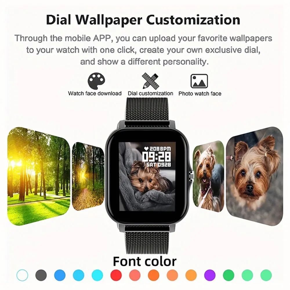 Smart Watch Women Men Y13 Smart Watch Android Phone 1.44'' Inch Color Screen Bluetooth Call Blood Oxygen/Pressure Monitoring