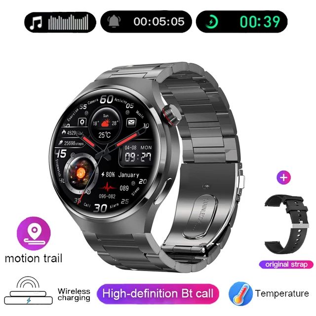 Bluetooth Call NFC IP68 Waterproof Blood Sugar Smartwatch GPS Smart Watch Men For GT4 Pro 360*360 HD Screen Heart rate