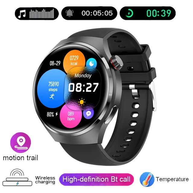 Bluetooth Call NFC IP68 Waterproof Blood Sugar Smartwatch GPS Smart Watch Men For GT4 Pro 360*360 HD Screen Heart rate