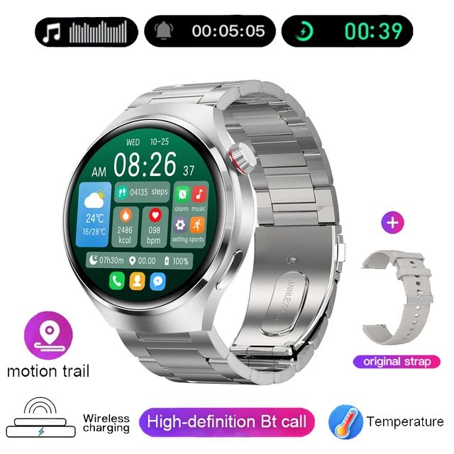 Bluetooth Call NFC IP68 Waterproof Blood Sugar Smartwatch GPS Smart Watch Men For GT4 Pro 360*360 HD Screen Heart rate
