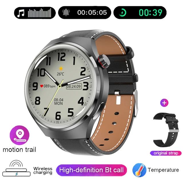 Bluetooth Call NFC IP68 Waterproof Blood Sugar Smartwatch GPS Smart Watch Men For GT4 Pro 360*360 HD Screen Heart rate