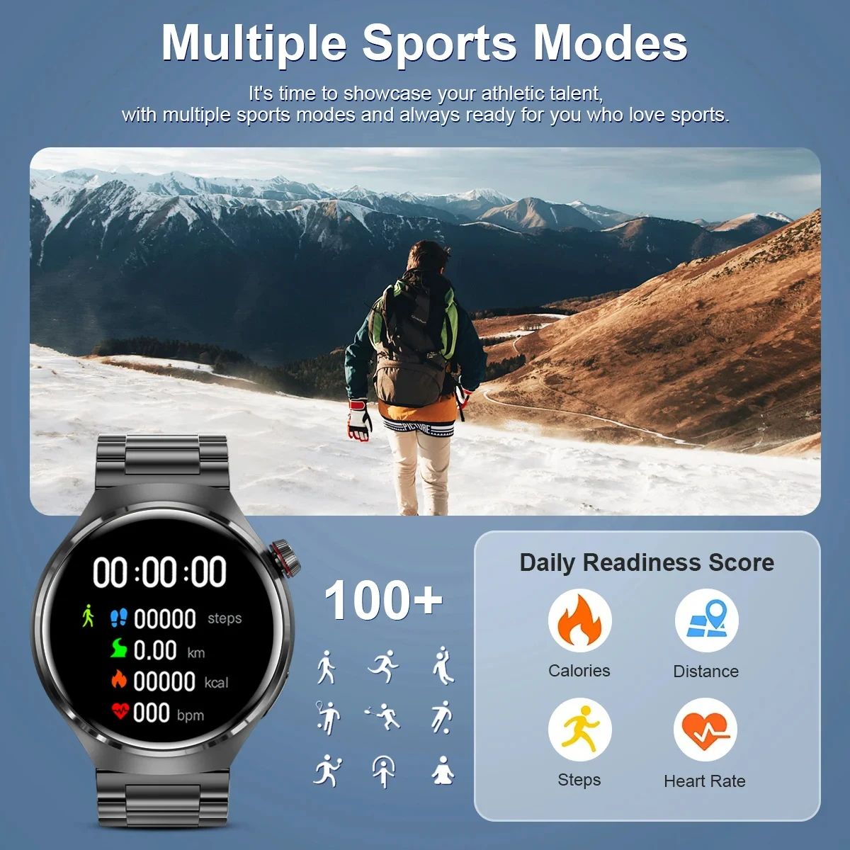 Bluetooth Call NFC IP68 Waterproof Blood Sugar Smartwatch GPS Smart Watch Men For GT4 Pro 360*360 HD Screen Heart rate