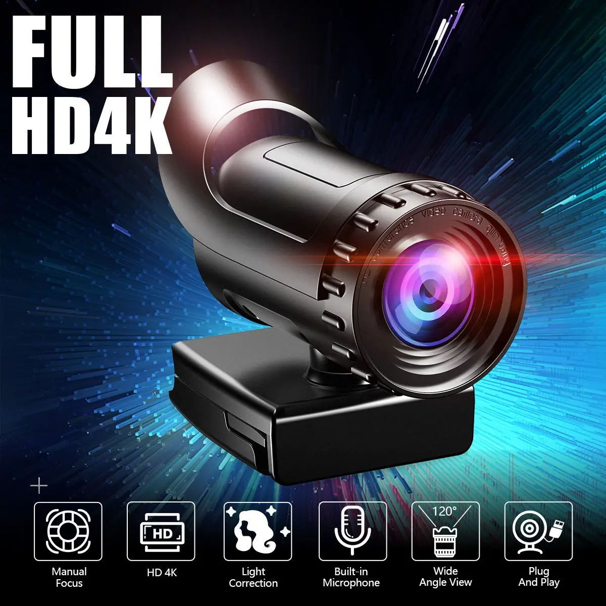 4K Web Camera 1080p Webcam with Microphone PC Camera 60fps HD Full Webcam Web Cam For Computer Web USB 1080p Camera For PC