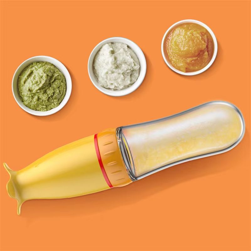 Silicone Newborn Baby Training Rice Cereal Food Spoon Supplement Feeder Squeezing Feeding Bottle Safe Useful Tableware for Kids