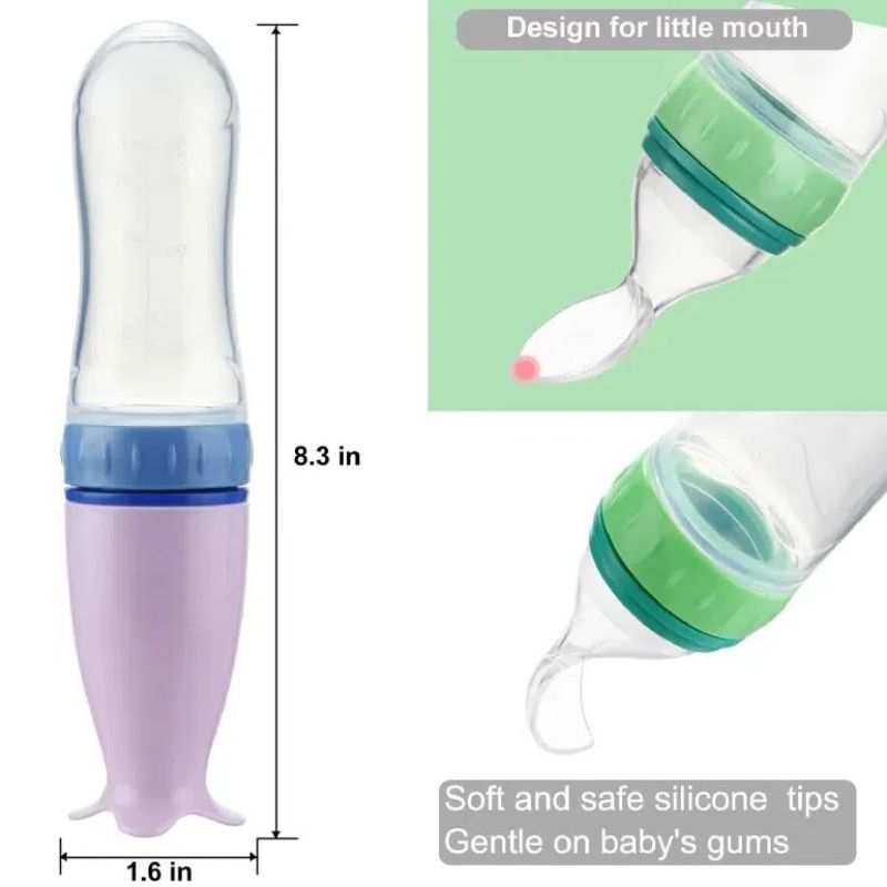 Silicone Newborn Baby Training Rice Cereal Food Spoon Supplement Feeder Squeezing Feeding Bottle Safe Useful Tableware for Kids
