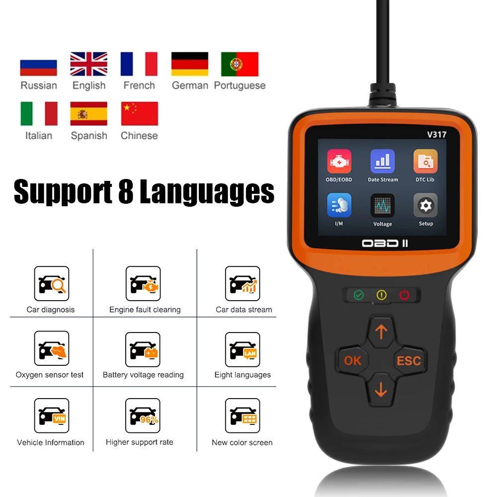 OBD2 Scanner Auto Check Car Engine Clear Fault Code Reader Automotive Diagnostic Scan Tester Tools OBDII/EOBD Scan Tool