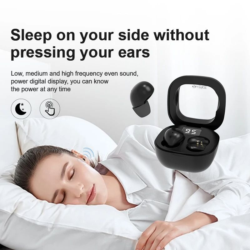 Wireless Bluetooth Headphones TWS In-Ear Invisible Sleep Earbuds With Mic Noise Cancelling Earphones HIFI Music Headset