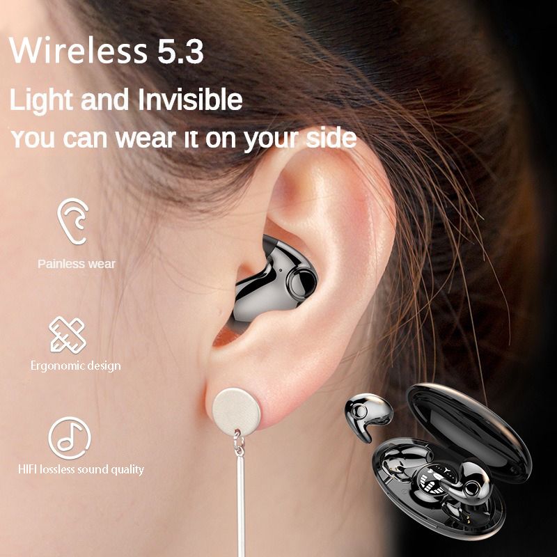 IPX5 Waterproof Noise Reduction Sports Headset Invisible Sleep Wireless Earphone TWS Bluetooth 5.3 Earpods Hidden Earbuds