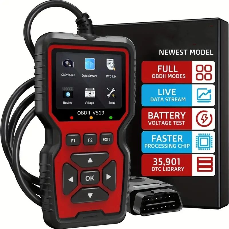 OBDII Diagnostic Code Reader Tool For Check Engine Light Battery Voltage Testing OBD2 Scanner Live Data Professional Mechanic