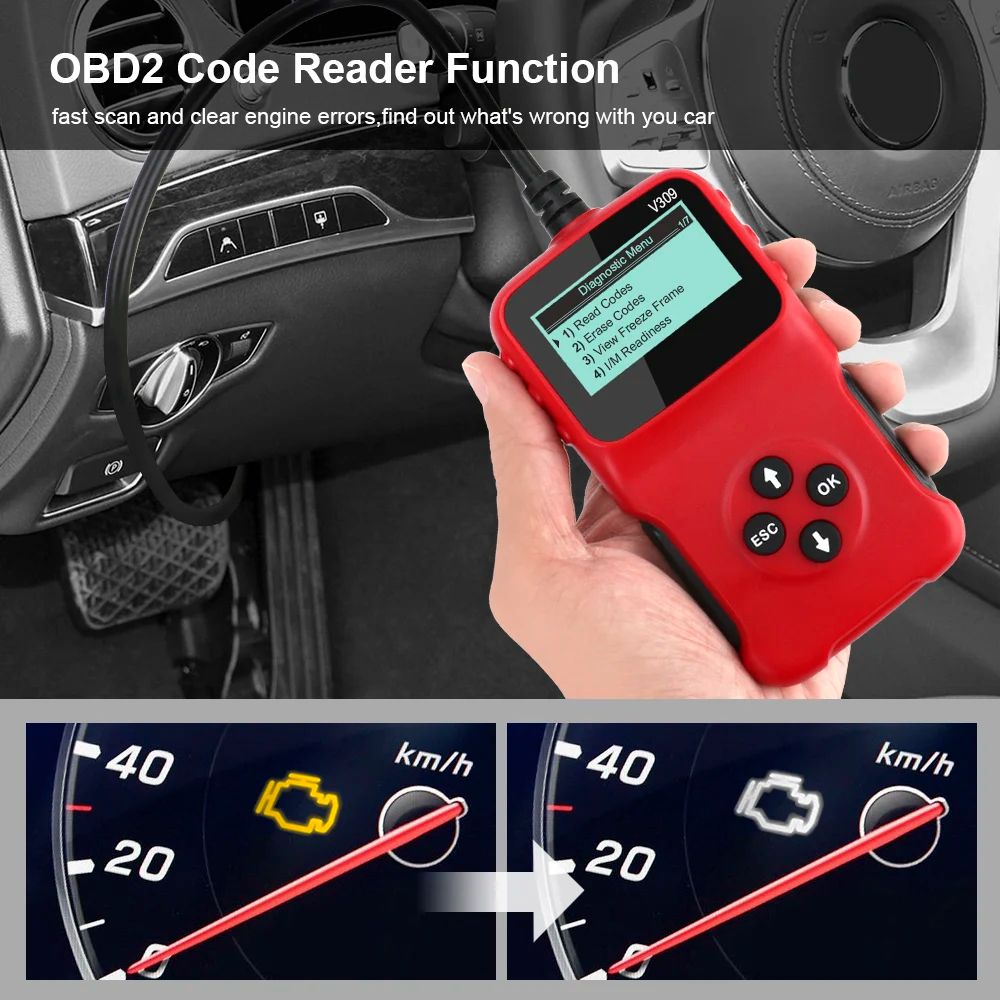 OBD2 Automotive Engine Fault Code Reader ELM327 Support Multi-Language V309 Automotive Fault Scanner
