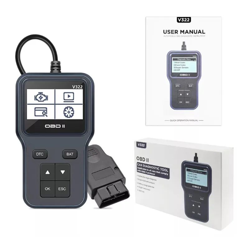 Auto Diagnostic Tool for Universal Vehicles V322 Car Code Reader Auto OBD2 Scanner Support Multi-language CAN BUS